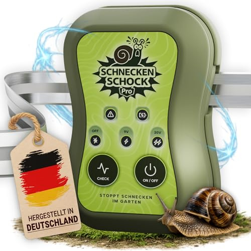 Schneckenzaun Elektrisch für Hochbeet | SchneckenSchockPro | Starker Schock (von 9V bis 20V) | mit 11m Selbstklebendem Zaunband | Schneckenschutz für Gärten | Elektrischer Schneckenzaun |
