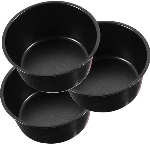 Gadpiparty Set 3pezzi Formine per Dolci in Acciaio al Carbonio Nero, Stampi per Muffin e Pirofila Rotonda da 100ml, Resistenti e Versatili per Cottura in Forno