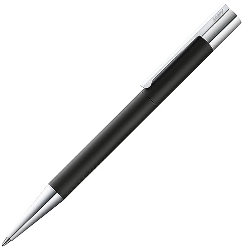 LAMY scala Drehbleistift 180 – Bleistift aus Edelstahl in der Farbe Schwarz, strichmattiert mit Drehmechanik – mit 0,7mm Feinstrichmine (LAMY M 40)