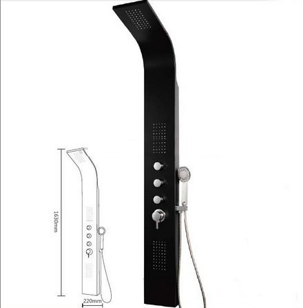 GOWE Luxury Black Art Rain Shower Column Wall Mounted Body Jets Shower Panel Mixer