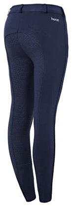 HORZE Kinder Reithose Active, Vollbesatz Reithose Mädchen mit Silikon, Blau, 160