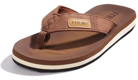 FITORY Men's Flip Flops Thongs Comfy Sandals Beach/Pool Lightweight Summer Shoes 6-12, UK7 MEN, Tan