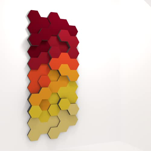 PolySound Schalldämmung Akustik Schaumstoff Absorber selbstklebend [Update: bis zu 5mal neu positionieren/umkleben] ECO Hexagon Wall-Set Ø200mm Meltdown made in Germany