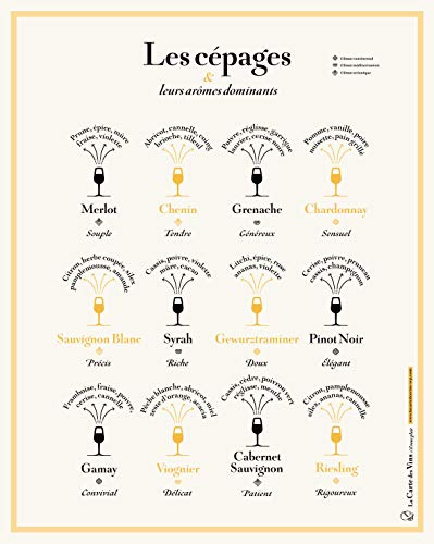 Les Principaux Cépages et leur Arômes dominants 50x70cm