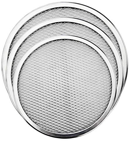 Pizza Screen, 3PCS Aluminum Alloy Seamless Pizza Screen Non Stick Mesh Net Baking Tray Cookware Kitchen Tool For Oven, BBQ 10 inch and 12 inch,14 inch