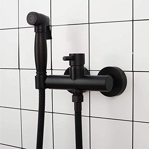 Bidet-Sprühgerät, Hand-Bidet-Sprühgerät für die Toilette, Einhand-Wandmontage-Badezimmer-Bidetmischer-Wasserhahn, beheizter Bidet-Aufsatz,Schwarz