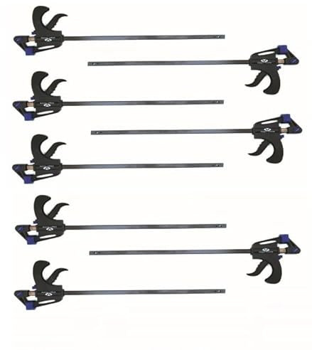 Vago-Tools Einhandzwinge 450/600/750/900 mm, 8-tlg Set, Schwarz, Ergonomisch, Stahl, Kunststoff, Zwinge