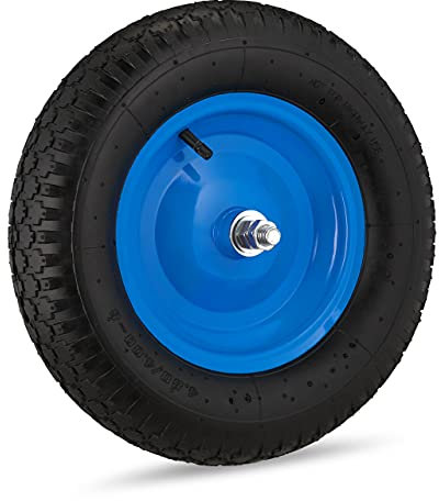 Relaxdays Ruota per Carriola 4.80 4.00-8, Pneumatico di Scorta ad Aria, Cerchione in Acciaio, Max. 120 kg, Nero Blu