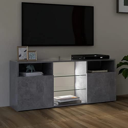 Tidyard Mobile Porta TV con Luci LED Grigio Cemento 120x30x50 cm, Mobile TV Moderno, Armadio per TV