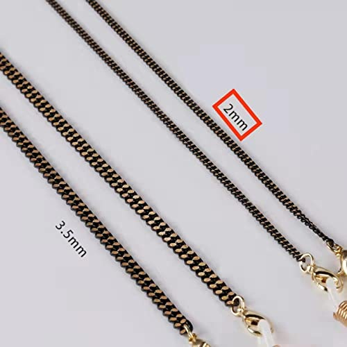 Brillenkette Metall Schwarz Gold Sonnenbrille Brillenkette Maskenhalter Damen Herren Brillen Halskette Anti-Lost Punk Strap Lanyard