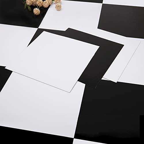 Alow Peel and Stick Floor Tile, 20pcs Black and White Self -Adhsive Peel and Stick Flooring Waterproof, Vinyl Flooring Easy to stall for Kitchen、Toilet 、RV(12×12in)