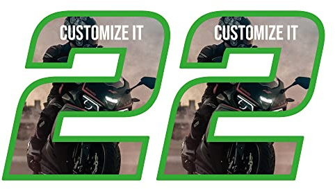 labelbike 2 Adesivi Moto Numeri Personalizzati Numero Custom '2' | Altezza numero 8 cm, Decorazione