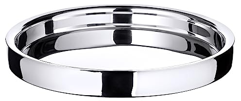 EDZARD Vassoio rotondo in acciaio inossidabile lucido Alaska (diametro 40 cm), argento