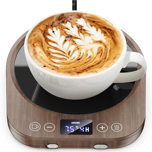 Accwork Calentador de Taza Café, Calentador de Bebidas Calienta Leche, Té con 3 Modos de Temperatura hasta 85℃ Apagado Automático, Calentador de Café para Oficina, Hogar (Marrón)