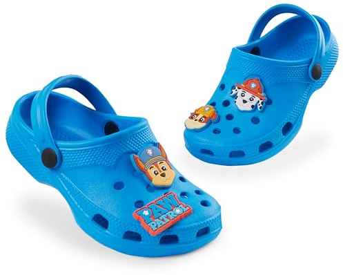 PAW PATROL Clogs Kinder, Gartenschuhe mit abnehmbaren Anhängern - Geschenke für Jungs (Blau, 34 EU)