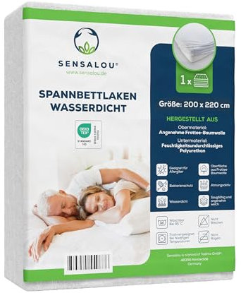 Sensalou Spannbettlaken Wasserdicht 200x220 cm – Spannbetttuch für Familienbett & King Size – Inkontinenz Matratzenschutz Bezug - Waschbar bei 95 °C – Atmungsaktiv für Matratzen bis 25 cm