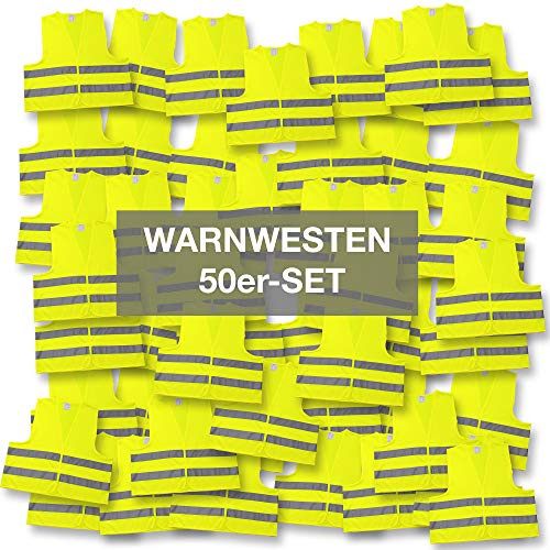 4business 50 x Kfz Warnweste gelb Erwachsene unisize EN ISO 20471