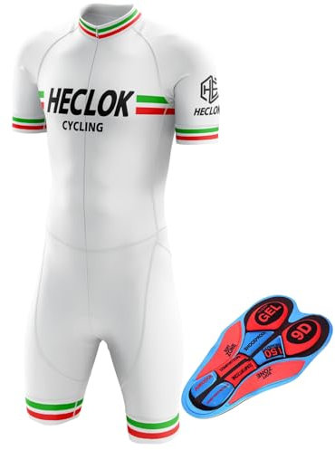 Summer Cycling Skinsuit Triatlón for Hombres,Pro Manga Corta Traje de Ciclismo,Almohadillas de Ciclismo de Alta Densidad para Competición,Mono para Correr,Andar en Bicicleta,Nadar (TYP-9,L)
