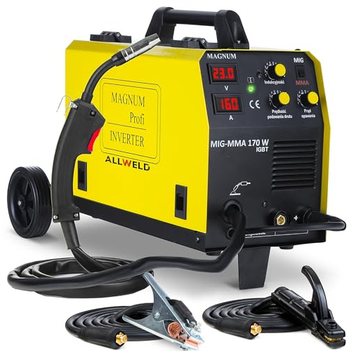MAGNUM MIG-MMA 170W - 160A Inverter MIG MAG Schweißgerät mit Schutzgas und Fülldraht - Multi Schweißgerät mit Fahrwerk - MMA, Induktivität und Lötschweißen - 160 A - Set:Solo