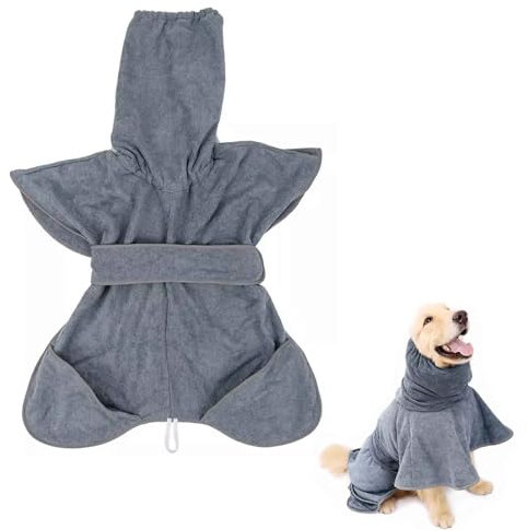 PJDDP Hundebadetuch Extra Saugfahig, Verstellbares Halsband Und Taille Bademantel Gross,Dryup Cape, Geeignet Für Große Und Mittlere Hunde,M