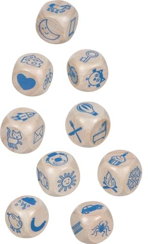 goki 56307 - Lot de 9 Cubes d'histoire en Bois dans Une boîte métallique - Jeu narratif créatif et favorise Le développement du langage - Story Cubes - Possibilités de Jeu infinies pour Les Enfants à