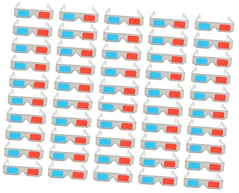 Angoily 50piezas Gafas Anaglifo De Cartón Rojo Azul Unidades Para Películas y Ligeras Portátiles Para Adultos y Niño Niña