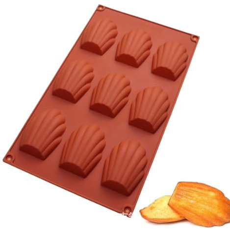 gifyym Madeleines Baking Tray - 9-Cavity Shell Shape Baking Pan for Madeleines | Silicone Cupcake Mould | Silicone Muffin Cases Yorkshire Pudding Tray for Muffin Cakes, Candy & Chocolate