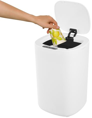 Fliuyr Cubo de basura con sensor inteligente de 12 l, cubo de basura automático sin contacto con tapa para el baño, cubo de basura automático para cocinas y oficinas
