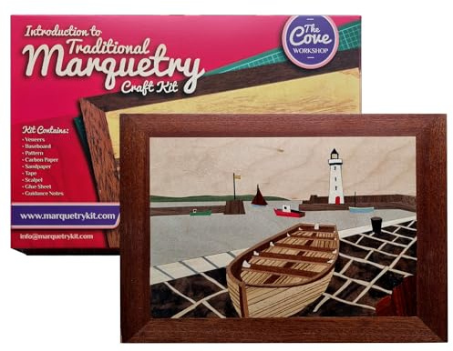 The Cove Workshop Donaghadee Marquetry Craft Kit Traditional Wood Veneer Marquetry DIY Hobby Kits Living Room Home Decor Artworks Craft Set for Adult Beginners