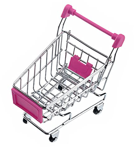 TOYANDONA Delicate Mini Shopping Cart Rosy Storage Basket Desktop Organizer Small Basket for Office Home Decorative