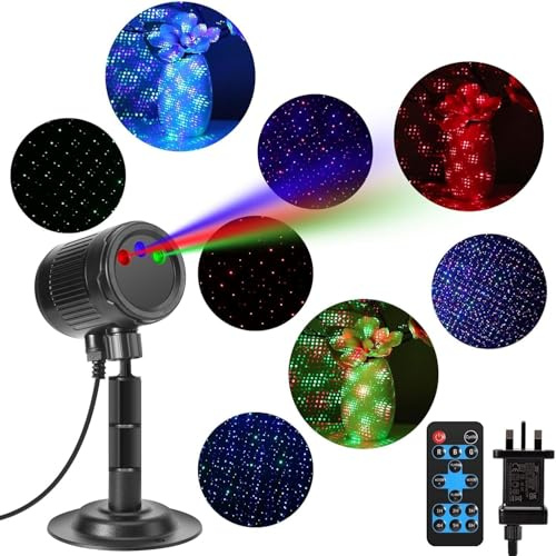 Ruiqas Moving Full Sky Star Projector Lights,Indoor/Outdoor Waterproof Party Stage Light with 3 Color Changing,Motion Firefly Light with Remote Control for Garden Home