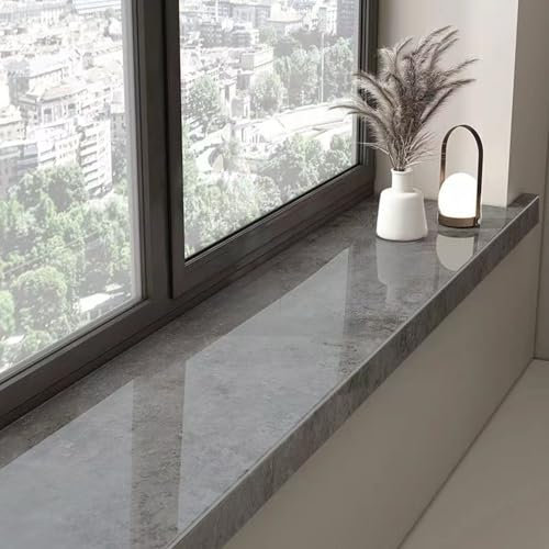 PMTCBQQZ Window Sill Cover Finish,Window Sill Ledge Guard Gray Marble Finish, Living Room Decorative Window Sill Capping Board, Moisture Resistant Window Sill Protector Covers(220x25cm/86.6x9.8in)