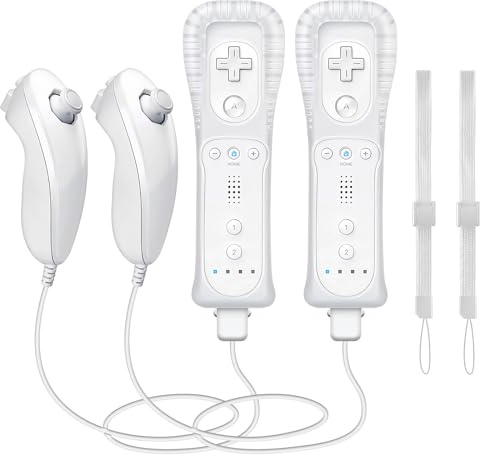WDZP Telecomando Wii con Nunchuck, controller Wii con Nunchuck, compatibile con Nintendo Wii/Wii U, confezione da 2