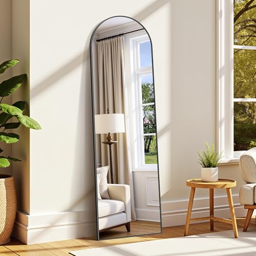 WOLIBEER Espejo Grande de Cuerpo Entero de 150 x 40 cm, Espejo de Cuerpo Entero con Marco de Aluminio Negro, Espejo de Pared, Espejo de pie para Dormitorio, Entrada, Pasillo, decoración