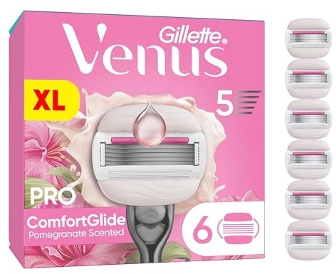 Gillette Venus Pro ComfortGlide Tropical Damen Rasierklingen mit Granatapfel Duft, 6 Ersatzklingen