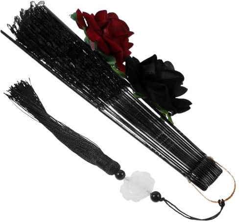 Alipis Vintage Handheld Fächer Aus Spitze Eleganter Faltfächer Für Partys Hochzeiten Und Kostüme Handgefächer Mit Rosenförmigem Design Und Dekorativem