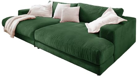 KAWOLA Big Sofa Megasofa Madeline - Couch XXL, Sofa Modern, Wohnlandschaft Cord Smaragd