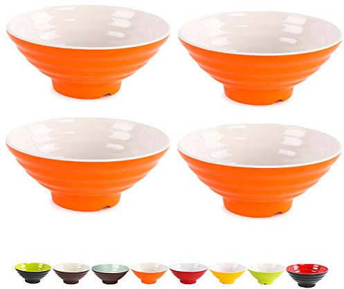 Tazones de Sopa de Fideos Ramen japoneses de 1600 ml (56 onzas) de plástico Duro tamaño A5, Juego de 4 tazones para Ramen, Fideos asiáticos, pho, Udon, tailandeses, Cereales.