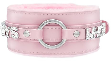 EverGlimp Damen Punk Schwarz O-Ring Leder Choker Halskette Verstellbare PU Leder Leine Halsband mit Strass Buchstaben Gothic Schmuck für Frauen, 20.47'', Kunstleder, Kein Edelstein