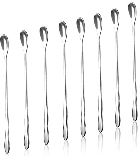 8 Stück cocktaillöffel lang Edelstahl Rührlöffel Cocktail-Mischlöffel Barlöffel Rühroffel 20cm Langer Griff Cocktail Löffel Langer Griff Cocktail für Barkeeper Mixlöffel Professioneller