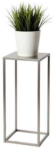 FRAMADO - Pflanzenständer Ferro - 24x24x60cm - Farbe Silber - für Zimmerblumen - Metallregal - Dekorativer Tisch - Blumenständer - für Zimmerecke, Wohnzimmer, Balkon