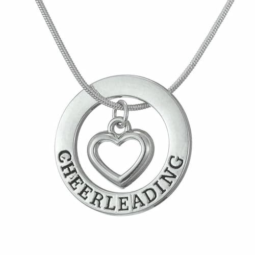 fycouyee Schmuck mit eingravierten englischen Buchstaben CHEERLEADING herzförmige Halskette