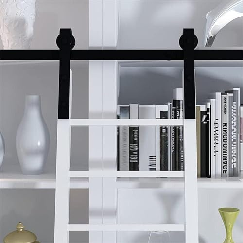 Kit ferramenta per Scala Scorrevole, libreria di ferramenta per Scala a rotelle, Binario/rotaia da 3,3-19,7 Piedi, Binario Scorrevole per Scala Mobile Nero Rustico per casa/Interno/soppalco/