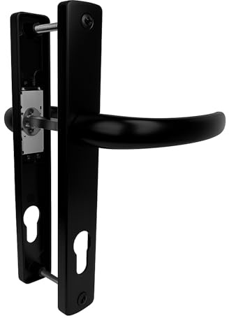 WINDOWS 4 YOU UPVC Door Handle, Die-Cast Zinc, Chrome/Satin Chrome/Gold/Black/Anthracite Grey, 215mm, Sprung Lever, 92PZ, for UPVC/Composite/Patio/French Doors (Black)