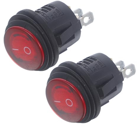 FIXOSHEE Interrupteur à Bascule Étanche 3 Broches 12v/24v Rouge 2 Pièces Pour Véhicule Marin Et Automobile Usage