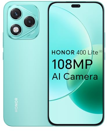 HONOR 400 Lite 5G Telephone Portable, 8GO 256GO Smartphone, 5100mAh, 6,7 120Hz AMOLED, MTK 7025-Ultra, Appareil Photo AI de 108Mpx, Dual SIM, sans Chargeur, Vert