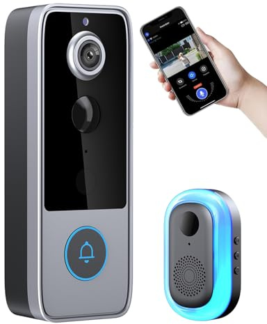Purepeeki Camera Doorbell, Wireless Video Doorbell with HD Camera, Motion Detection & Two-Way Audio, Smart Doorbell Camera for Home Security, Easy Installation