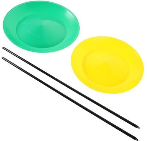 Toddmomy Juego de Malabarismo para Principiantes con 2 Platos Giratorios y Palos Pequeños, Kit de Malabares, Colores Amarillo y Verde, Juguete de Habilidad para Circo