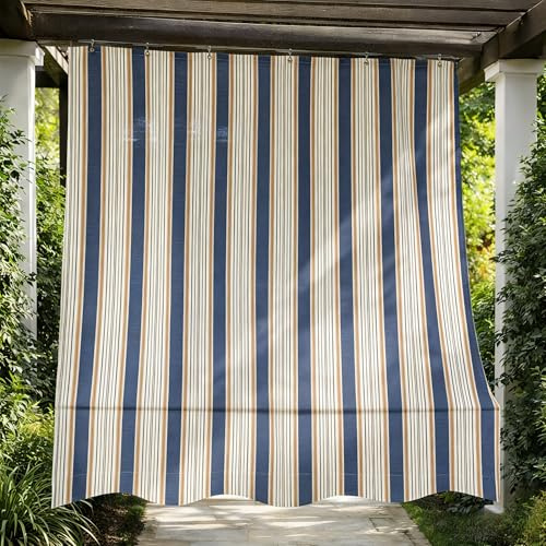 Toldo Vertical Exterior 290 x 290 cm, Cortina Exterior para Terraza y Balcón con Anillas, Protección Solar, Sombra y Privacidad, Diseño a Rayas para Jardín Patio Porche,Azul