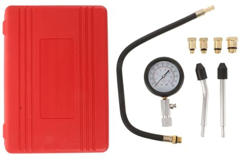 HAPINARY Kit de Comprobador de Compresión Aleación de y Goma para Doble Manómetro Adecuado para Cilindros Automotrices y Motocicletas